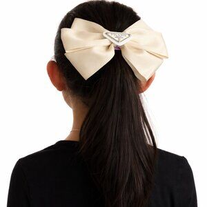 *Ivory Hair Accessory – Chic Bow with Logo